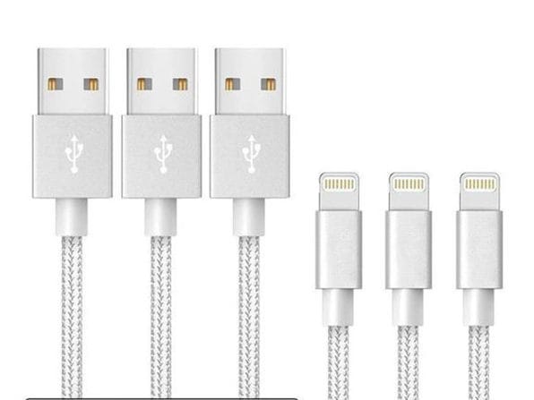 10-Foot MFi-Certified Braided Lightning Cables 3-Pack: $15