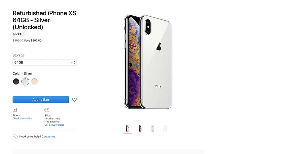 iPhone XS refurb store