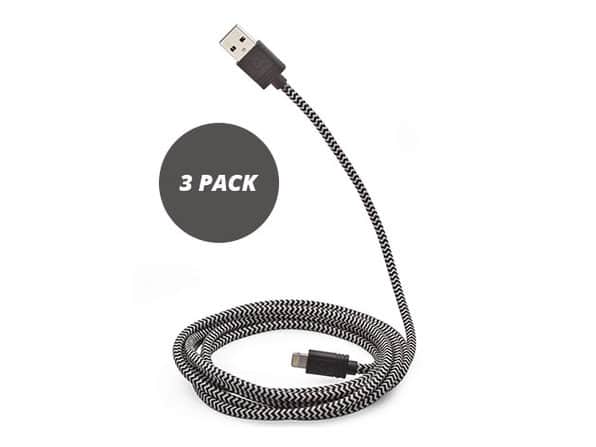 10-Ft Cloth MFi-Certified Lightning Cable 3-Pack: $32.99