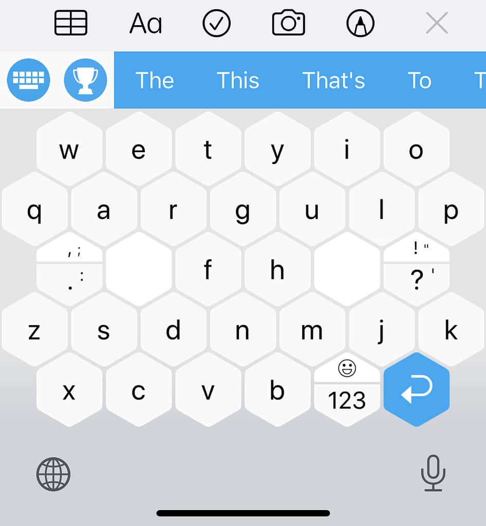 Typewise's key layout and key shape reduce typos.