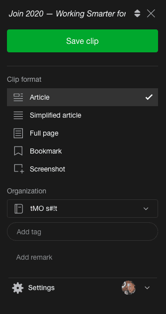 Evernotes Web Clipper tilbyder klokker og fløjter, som ikke er tilgængelige for Notes.