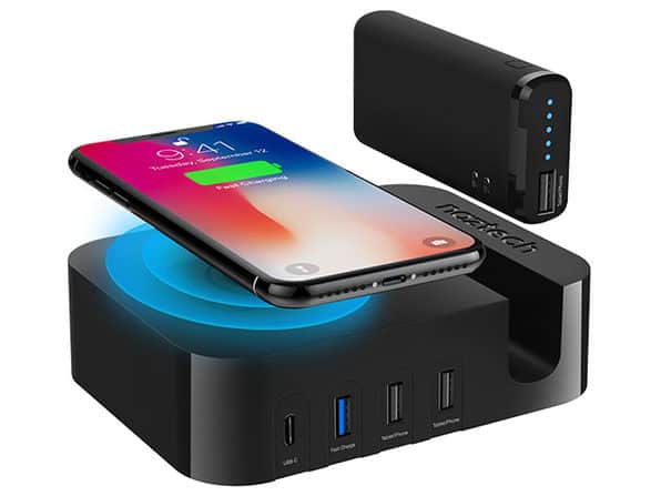 Charging Station with Qi Wireless with 5 USB and 4,000mAh Battery: $49.99