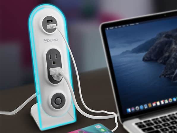 This Desktop Hub Features 2 SmartCharging USB Ports and 2 Outlets for Charging: $18.99