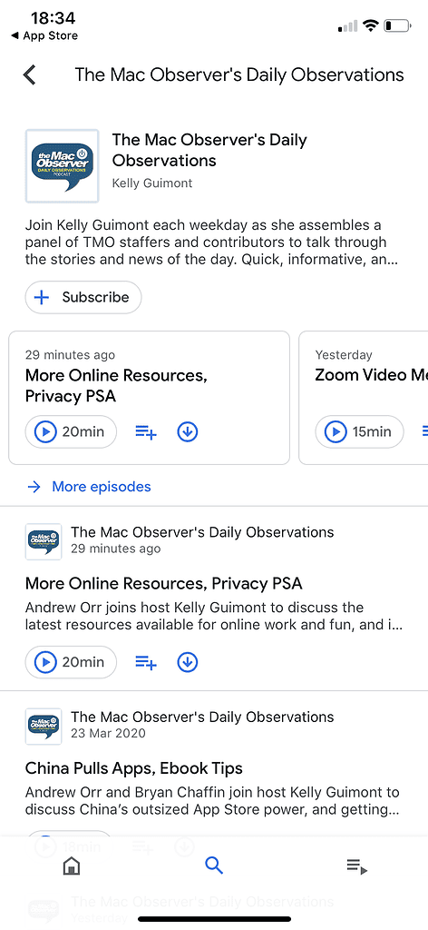 Googlge Podcasts search