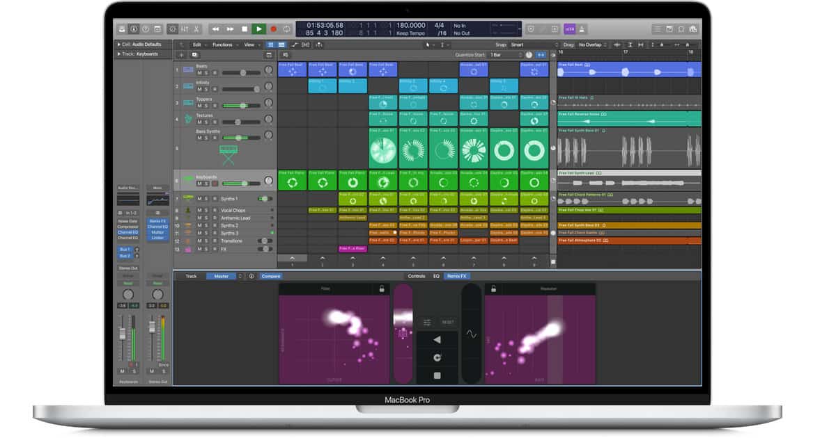 Screenshot of Live Loops on Logic Pro X