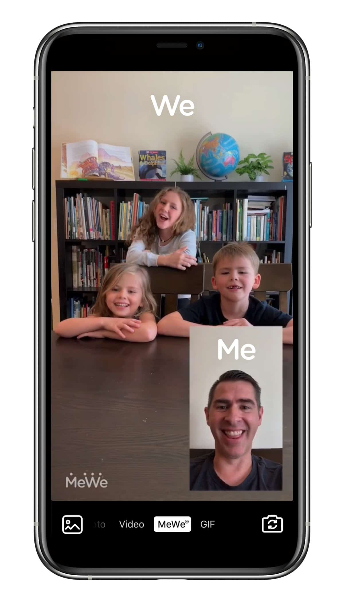 Screenshot of a mewe dual-camera video