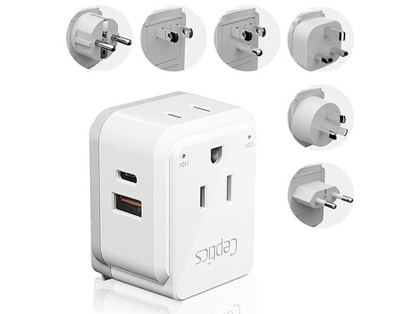 World Travel Plug Adapter with 6 Attachments:$24.99