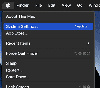 apple menu click system settings
