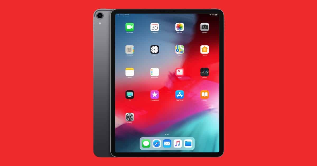 iPad Pro on a red background