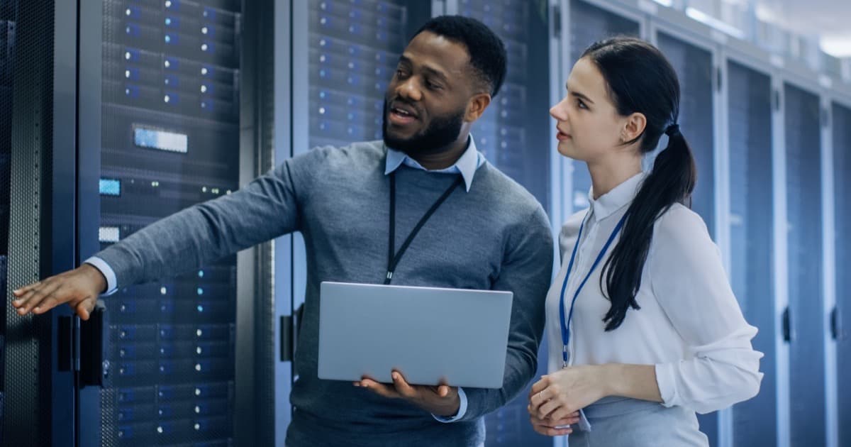 Generic image of an intern in a server room