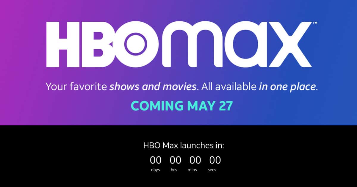 HBO Max logo and live launch countdown