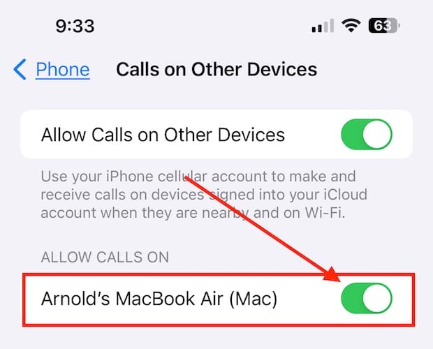 Allow Calls on Mac