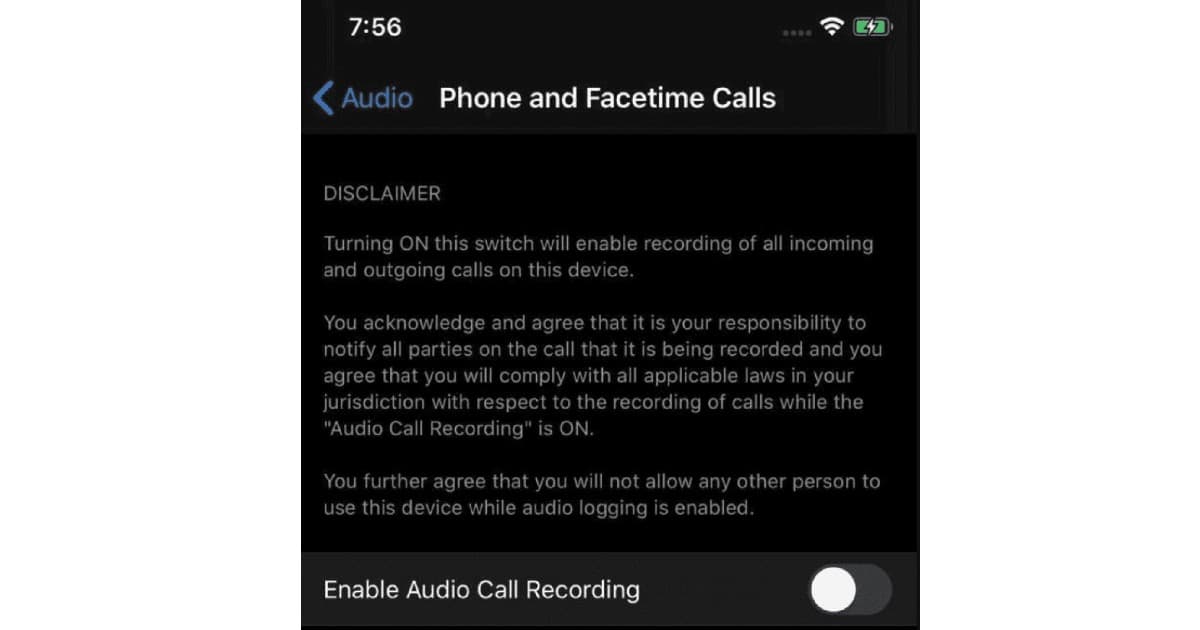 Screenshots of suggest call recording feature in iOS 14