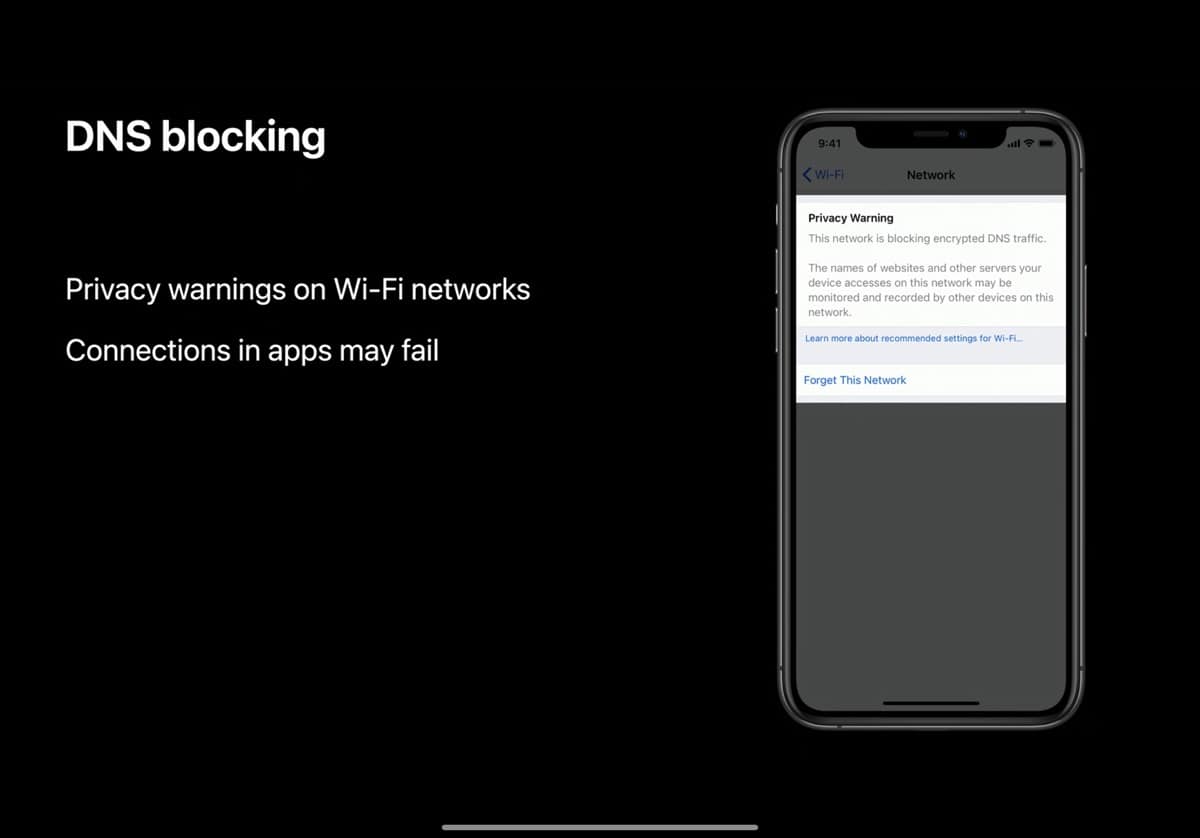 Encrypted DNS warning WWDC20