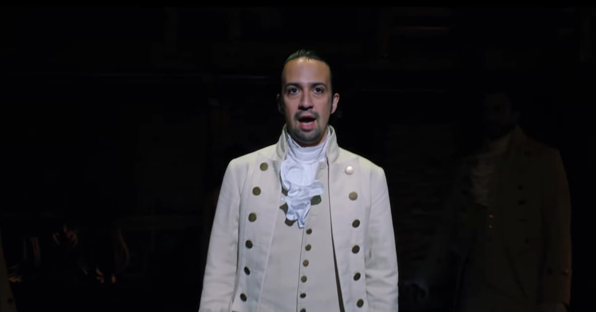 Lin Manuel Miranda in Hamilton on Disney+