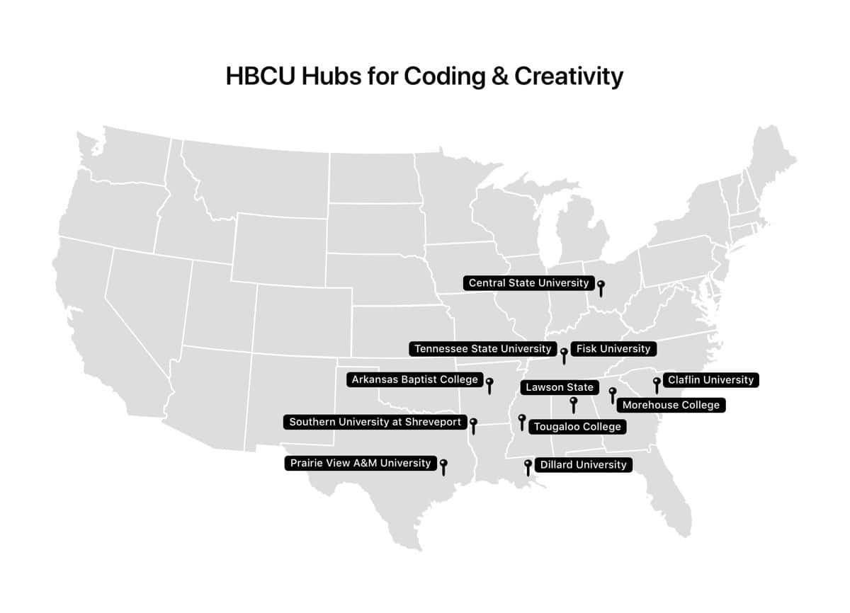 Apple HBCU map In United States