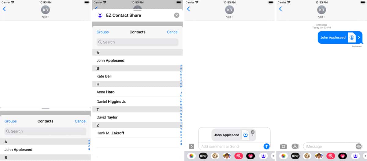 Share Contacts on iPhone With ‘EZ Contact Share’