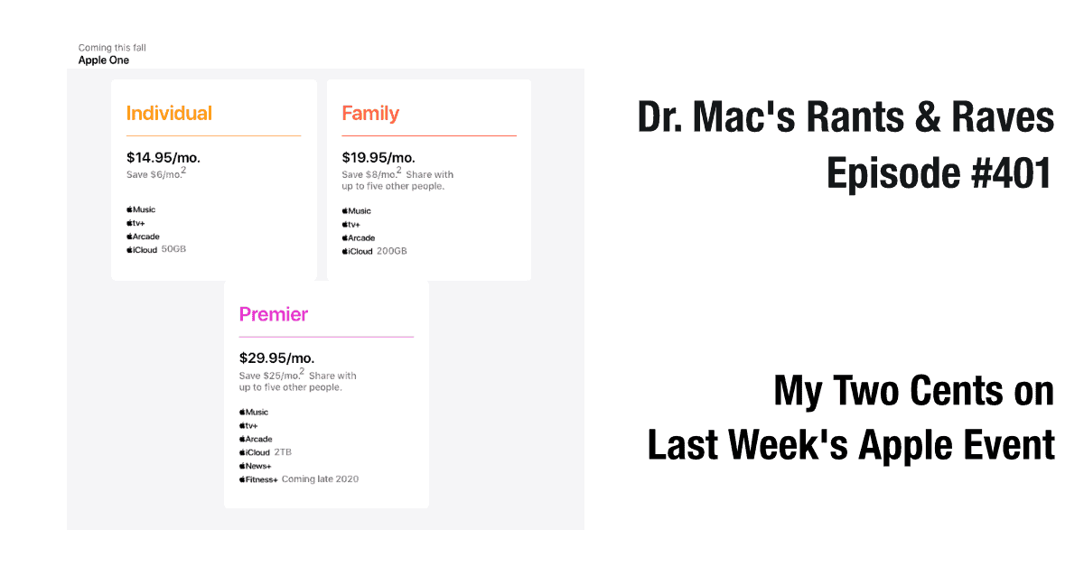 Dr. Mac’s Two Cents on Apple’s Media Event