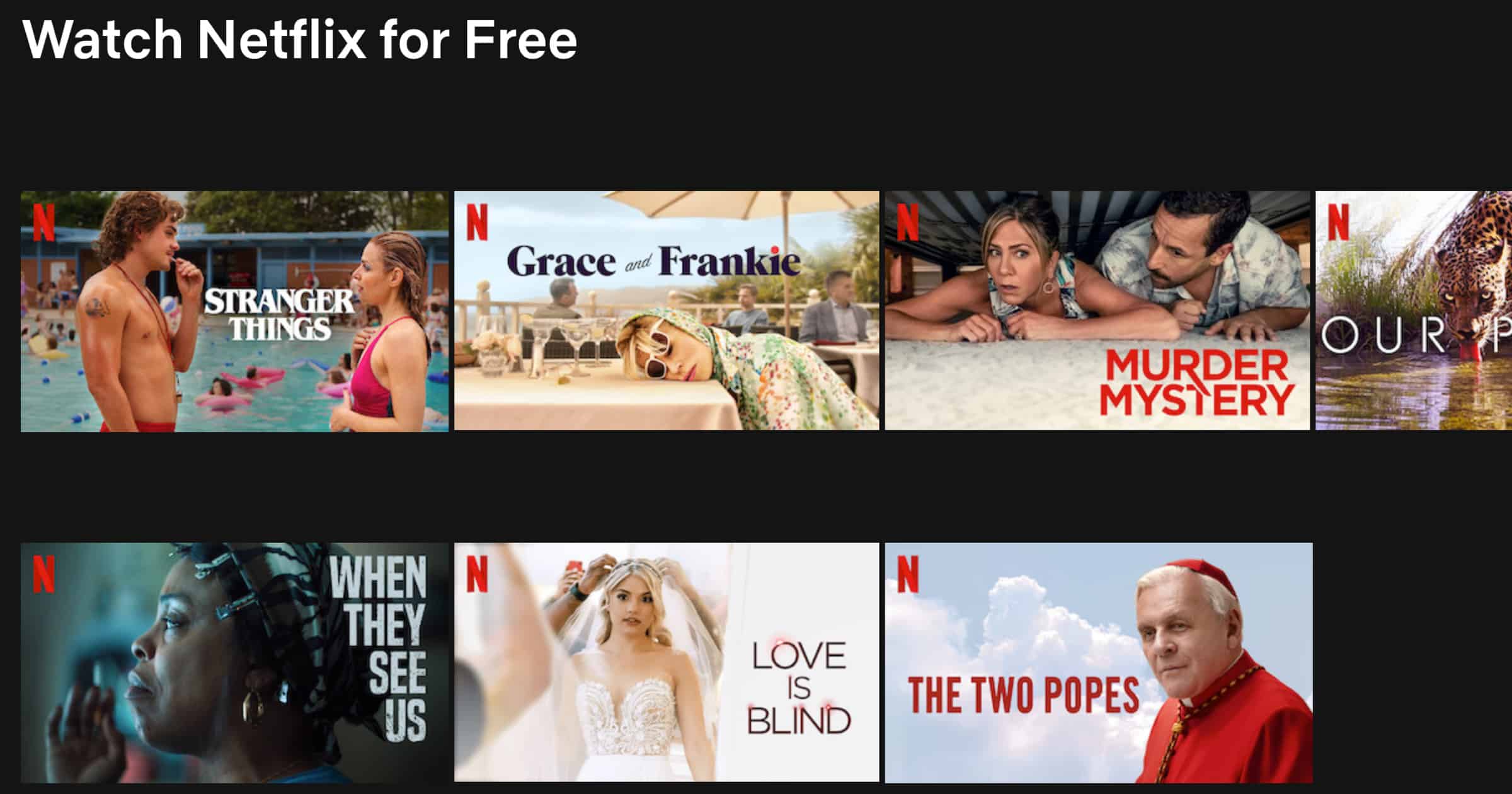 Netflix Offering Original Movies and Shows For Free