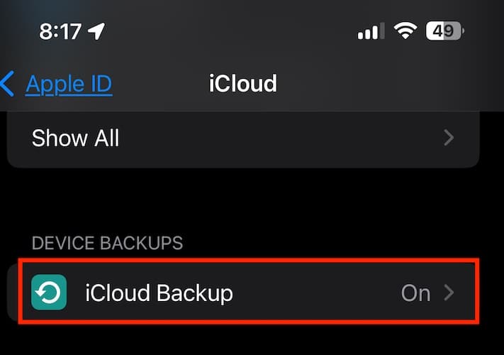 Back Up iPhone to iCloud - iCloud - Backup