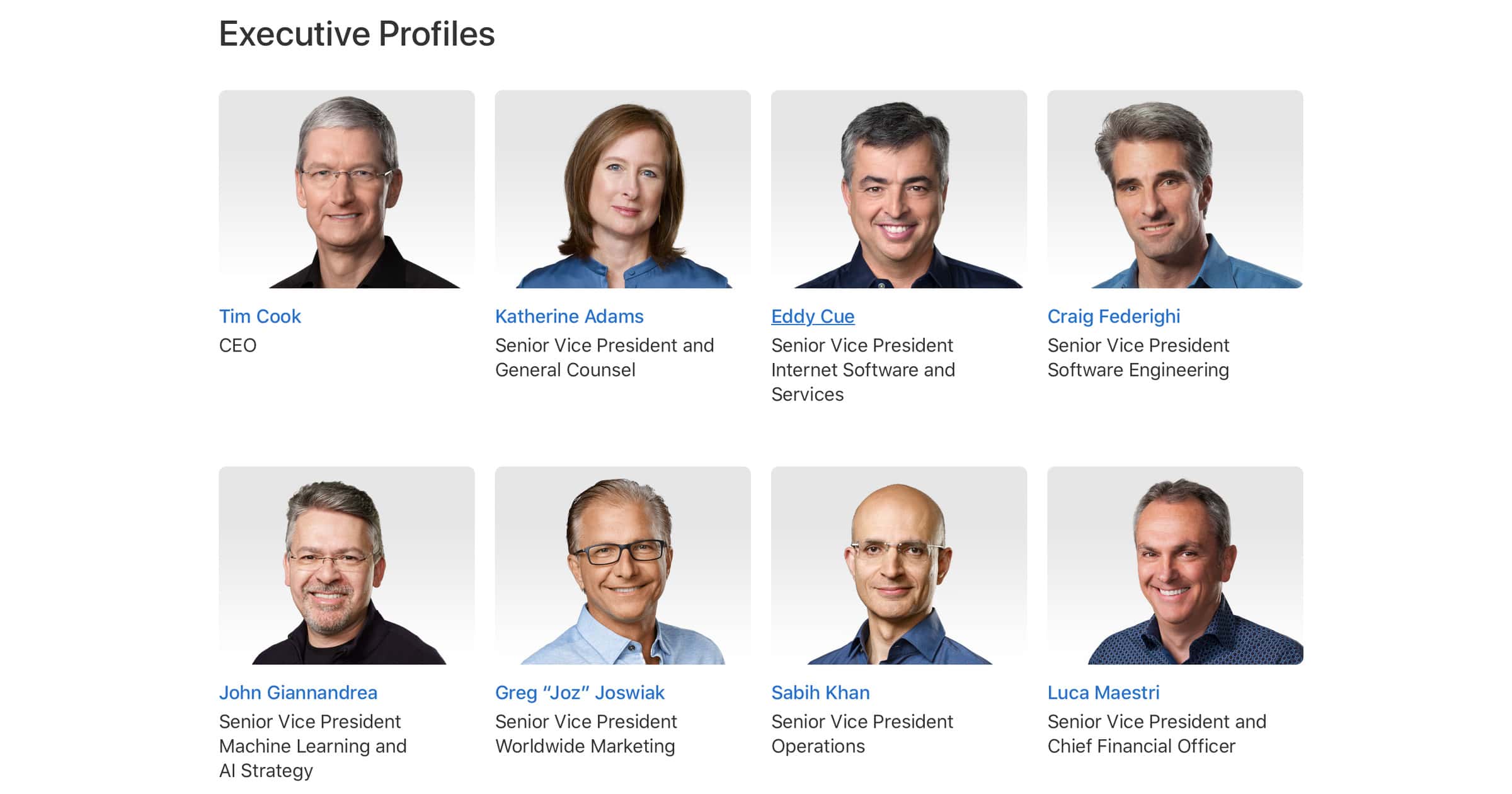 Updated Apple Leadership page