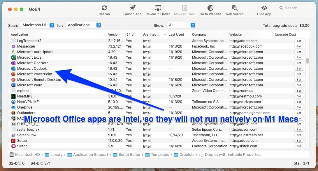 Go64 shows Microsoft Office apps are Intel