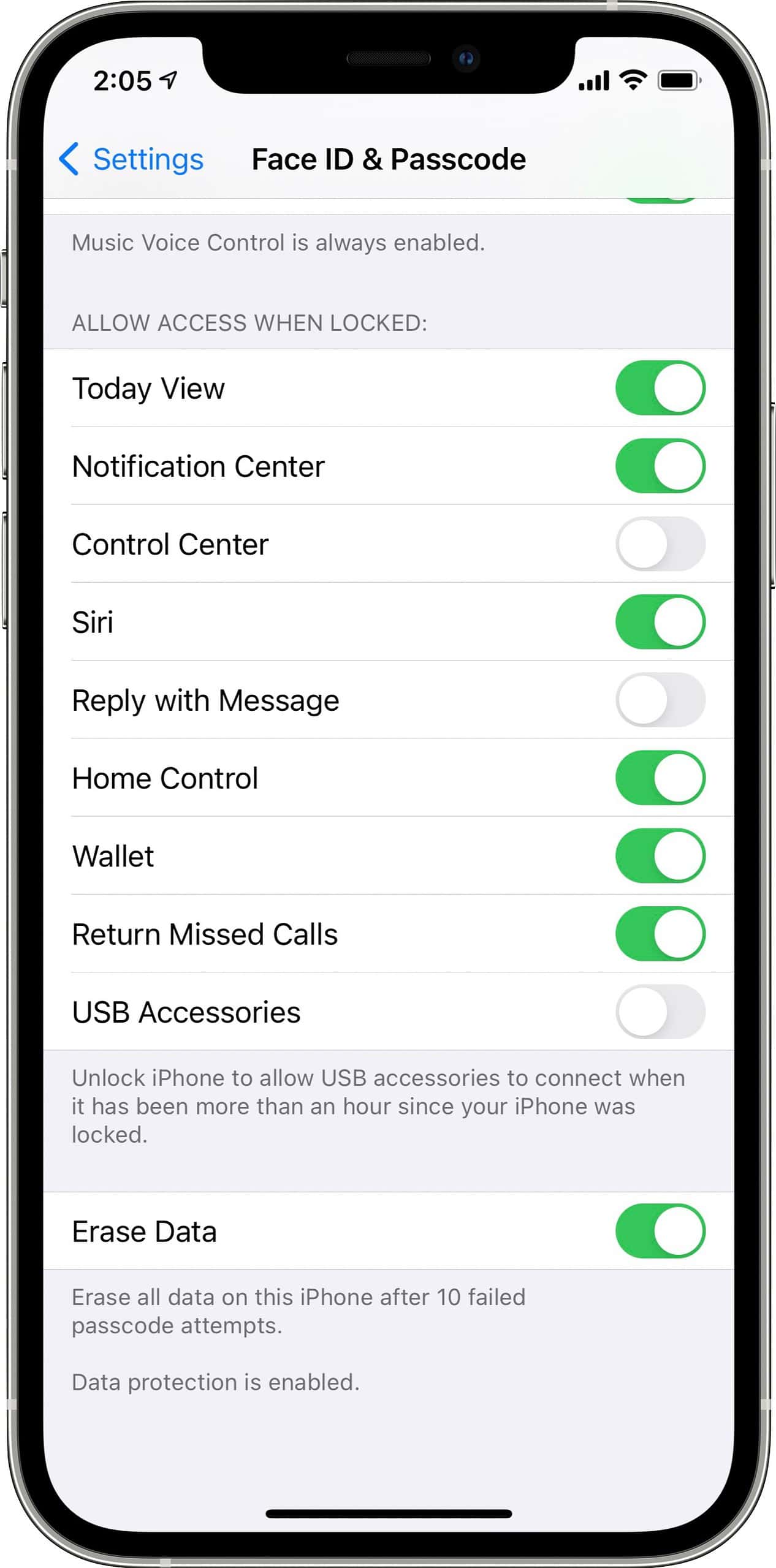 Lock Screen privacy settings