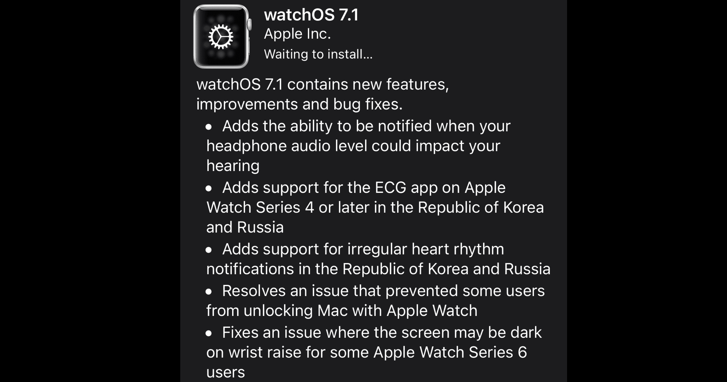 watchOS 7.1 update