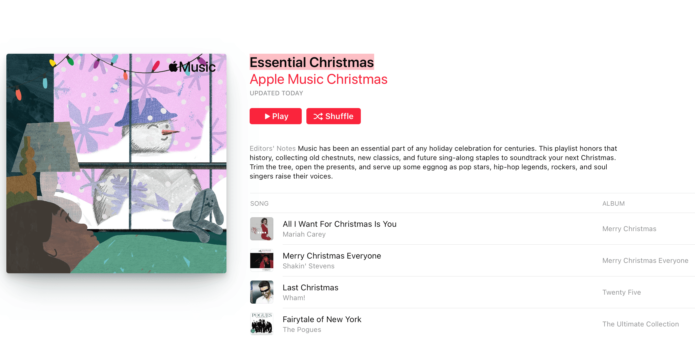 Apple Music Christmas Essentials Playlist
