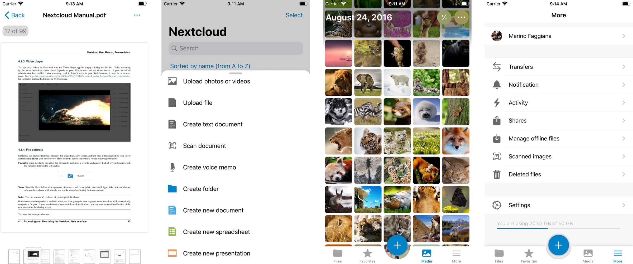 Nextcloud screenshots