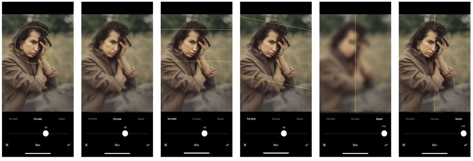 VSCO blur tool screenshots