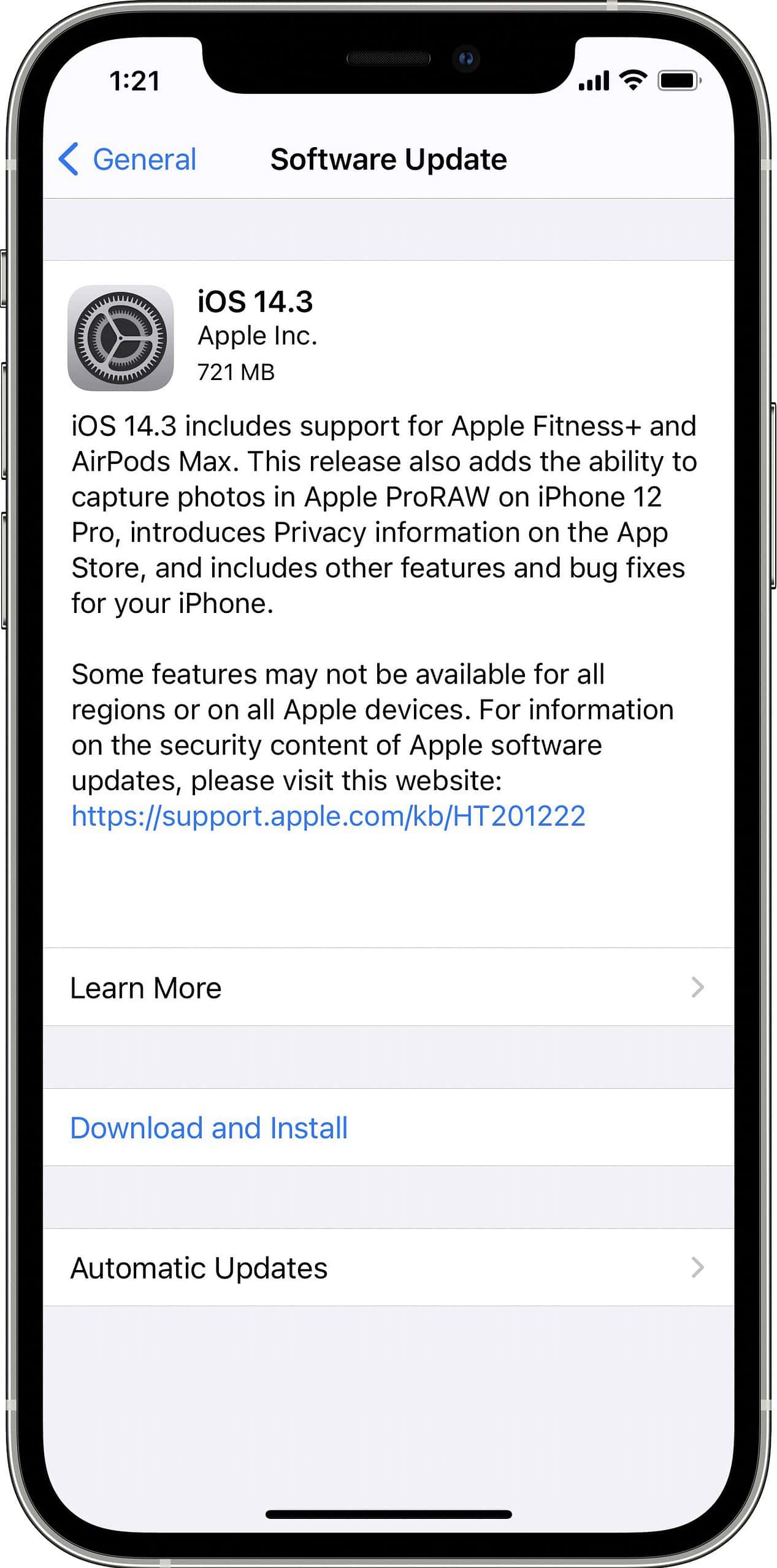 iOS 14.3 release notes