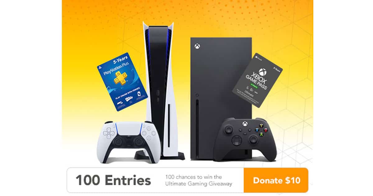 100 Entries to Win the Ultimate Gaming Giveaway and Donate to Charity: $10