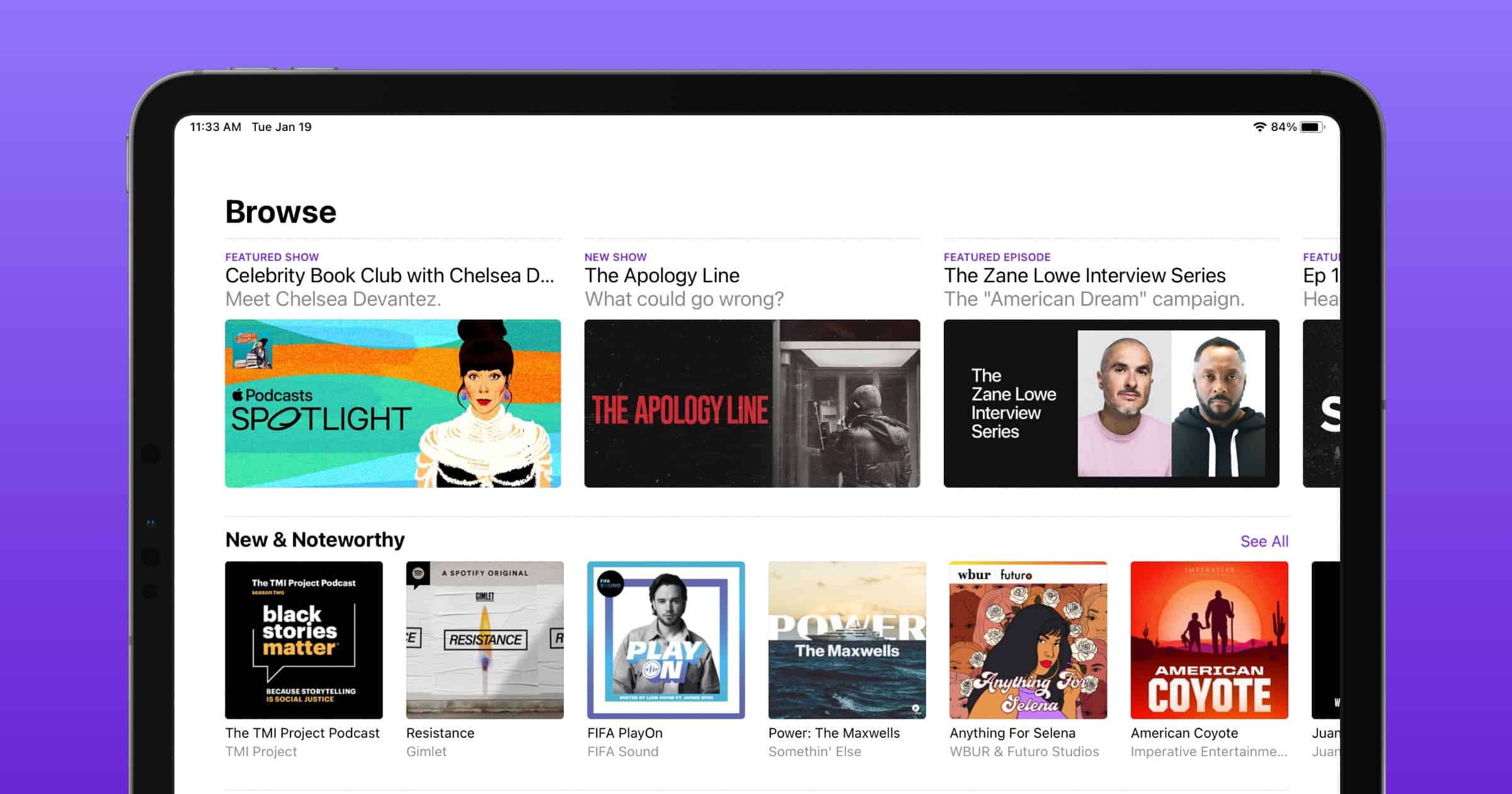 Apple podcasts spotlight on iPad