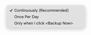 I back continuously with Backblaze (which is the recommended option). 