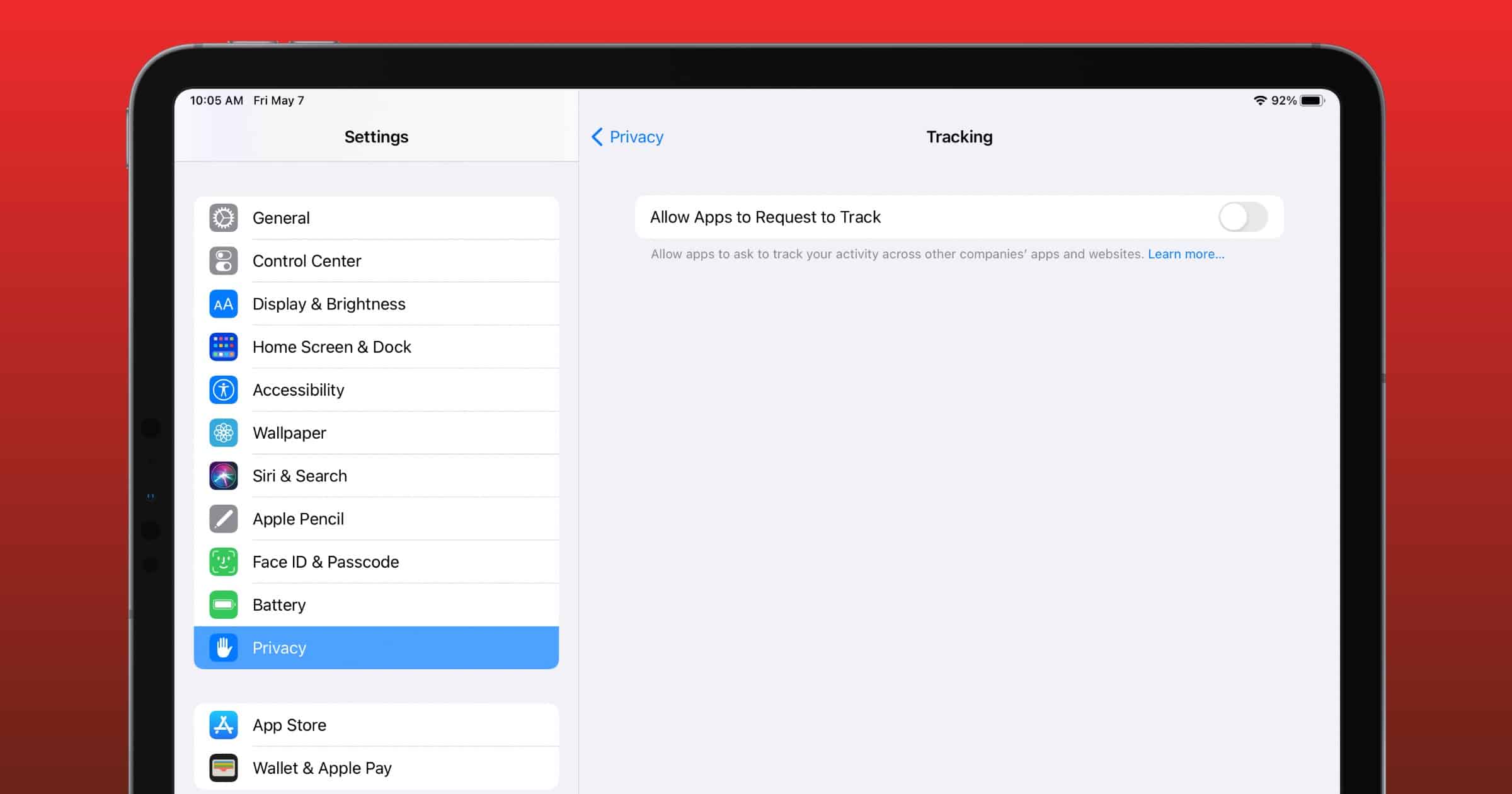 App tracking on iPad
