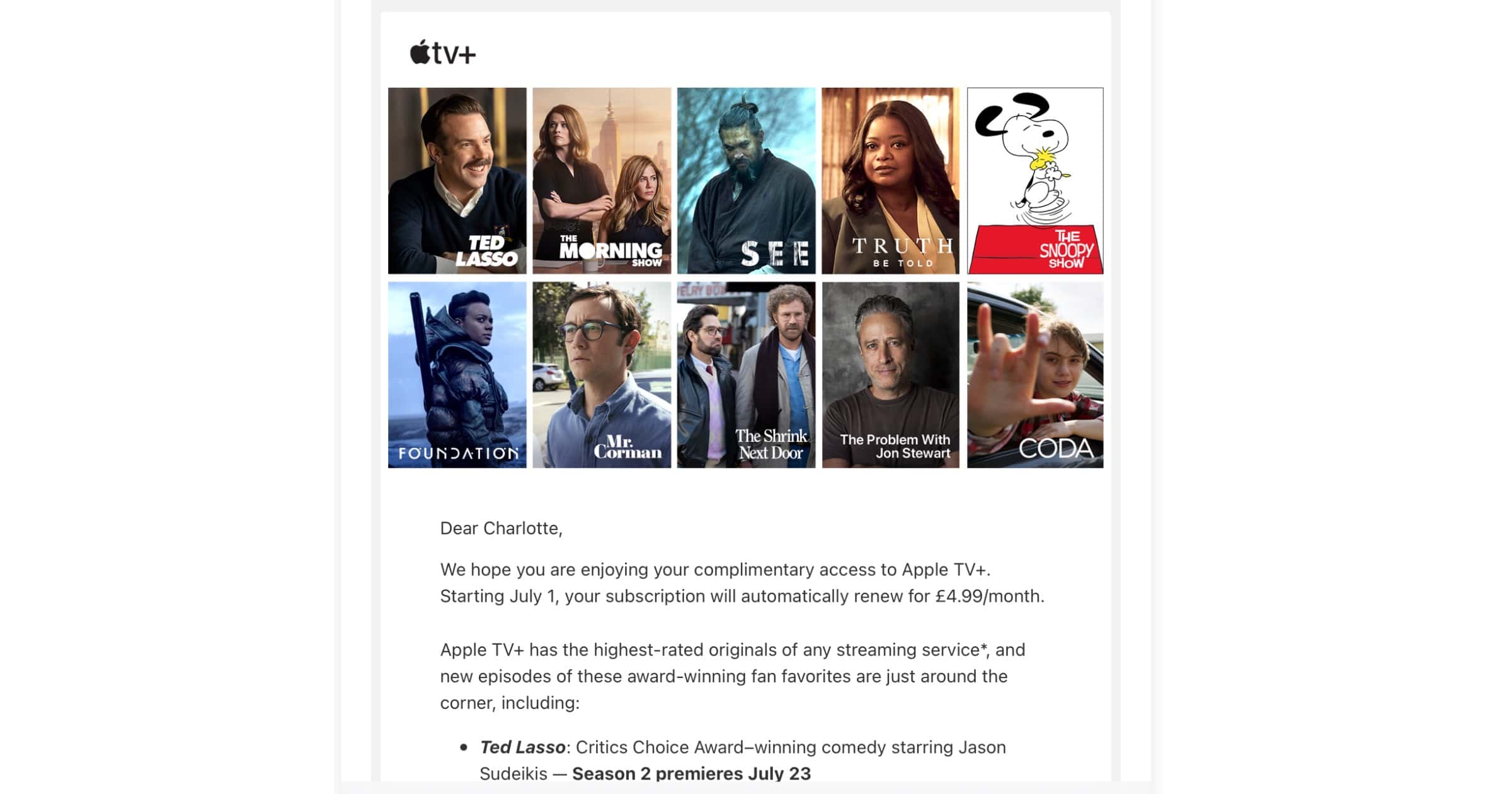 Email Confirms Apple TV+ Charges Begin July 1 - The Mac Observer