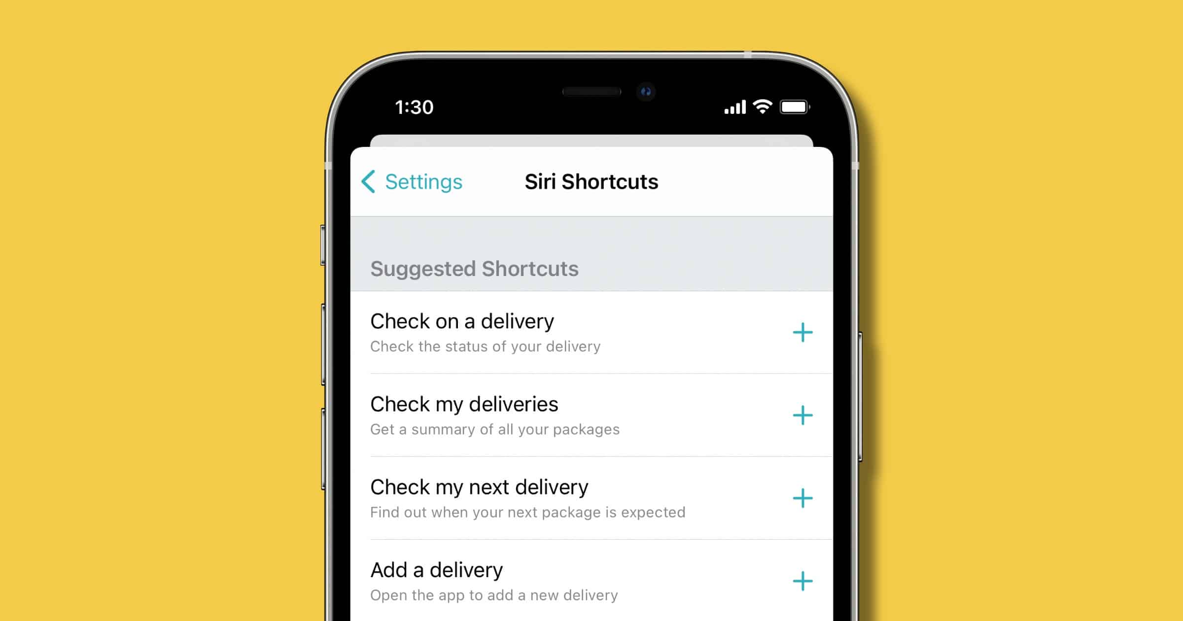 Siri Shortcuts in deliveries app