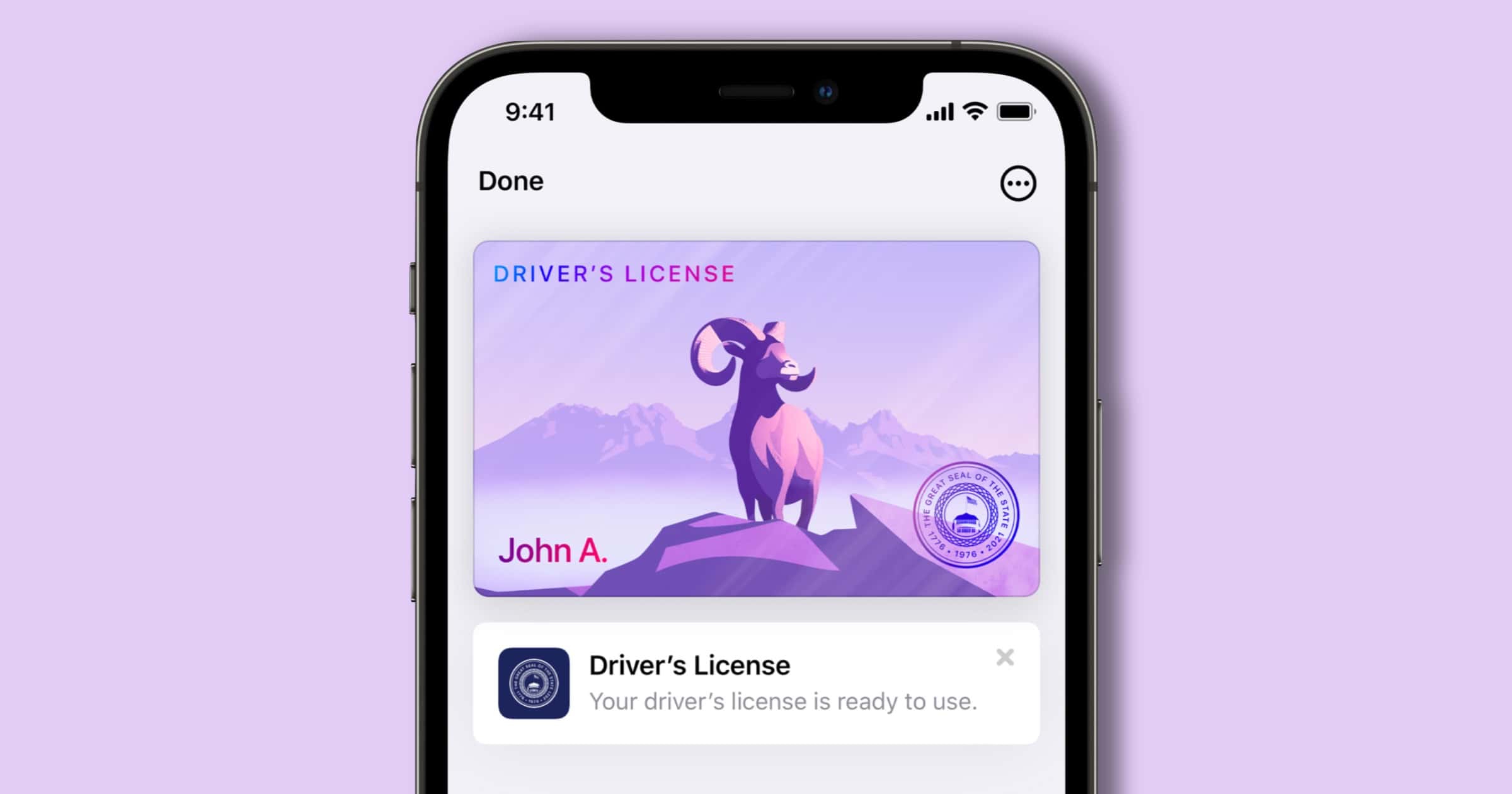 iOS 15 driver’s license example