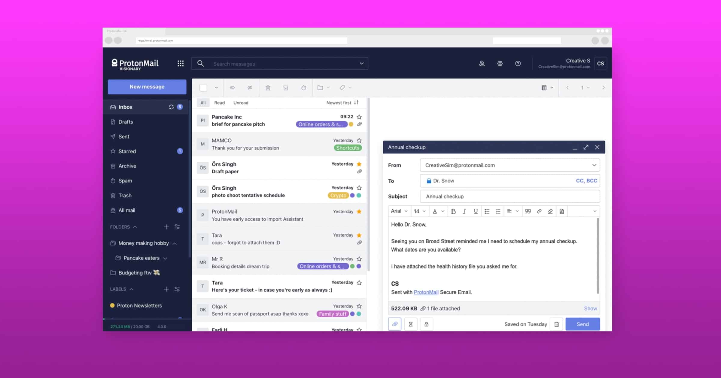 redesigned protonmail web