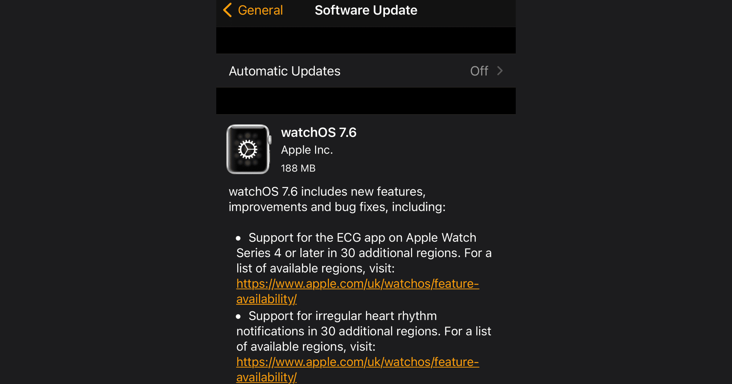 watchOS 7.6 update