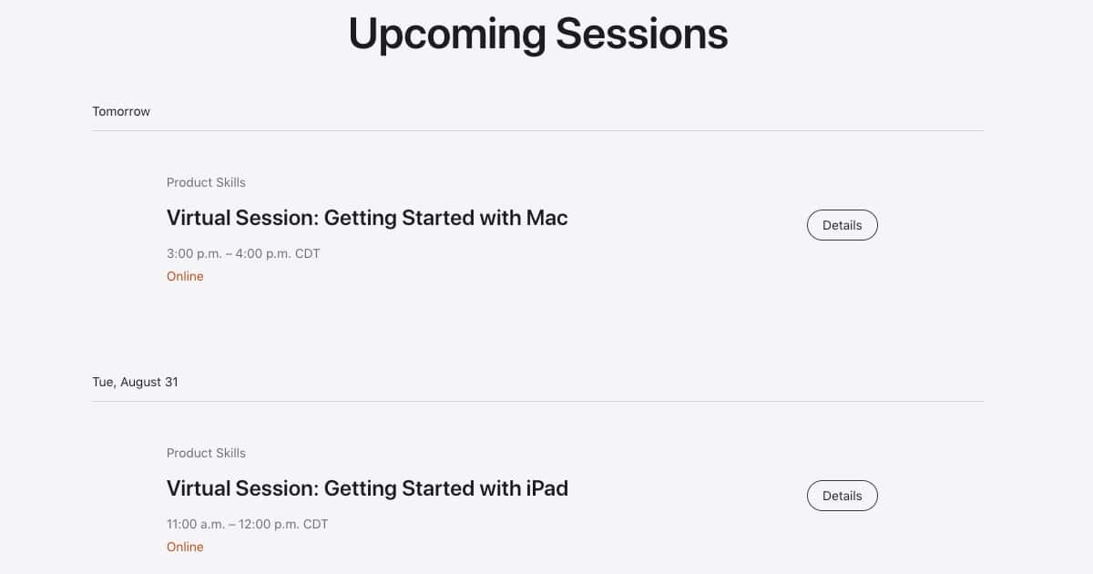 Today at Apple Available Sessions