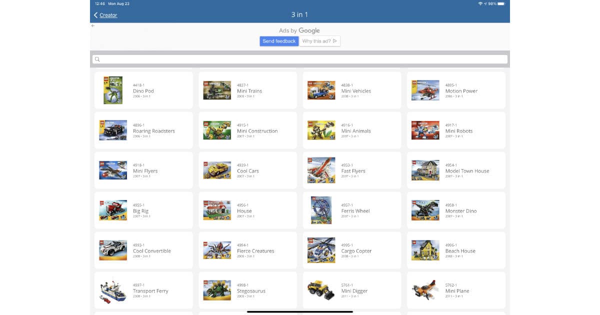 Brick by Brick app showing LEGO building instructions