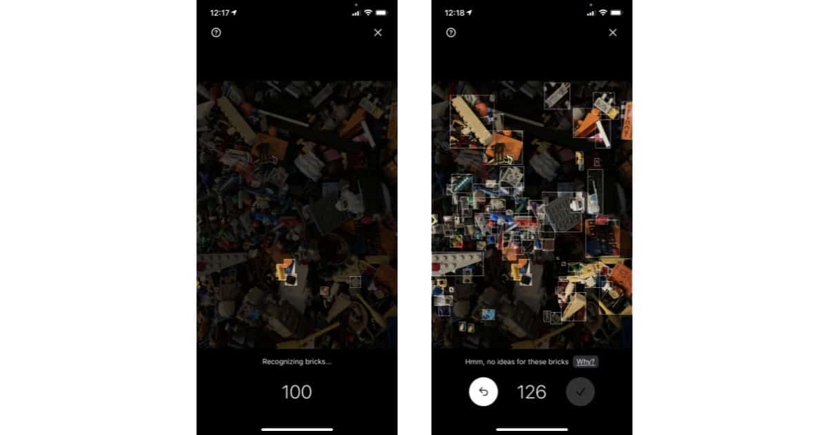 Brickit App on iPhone identifying LEGO bricks