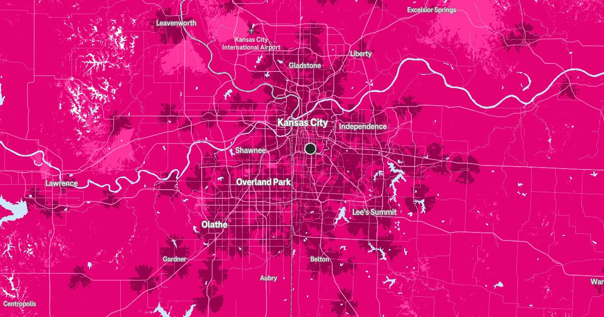 T-Mobile's 5G coverage in a major city
