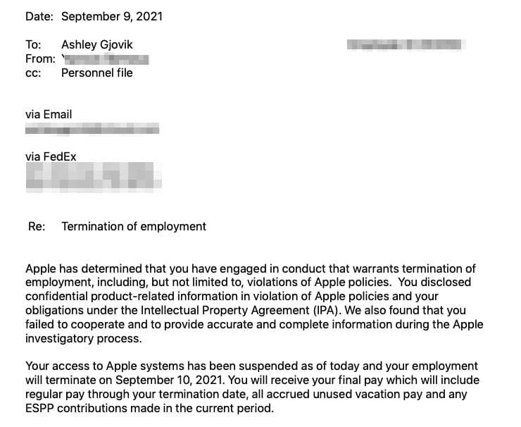 Whistleblower Employee Termination Letter