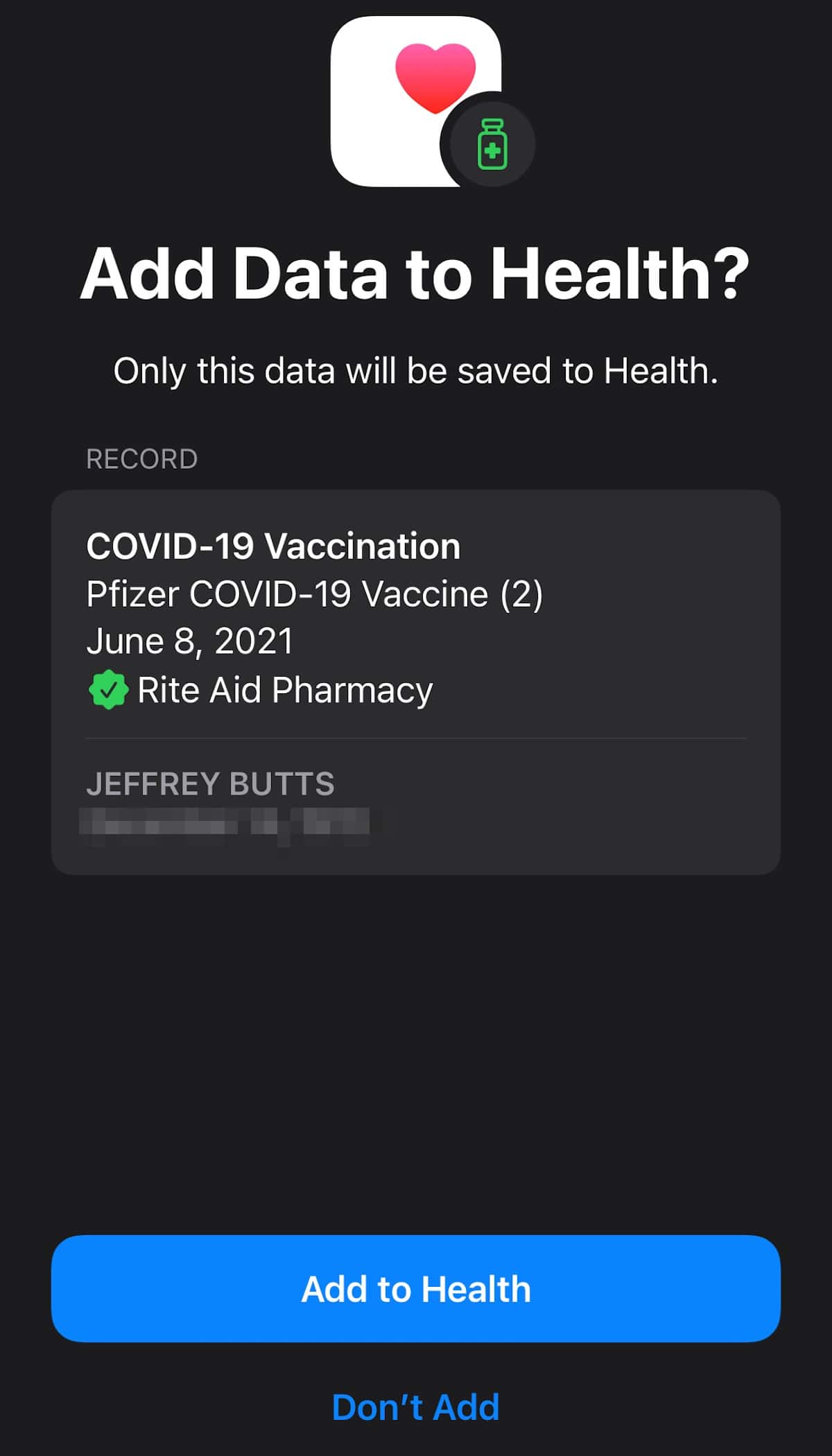 Adding COVID-19 Vaccination Records to Apple Health