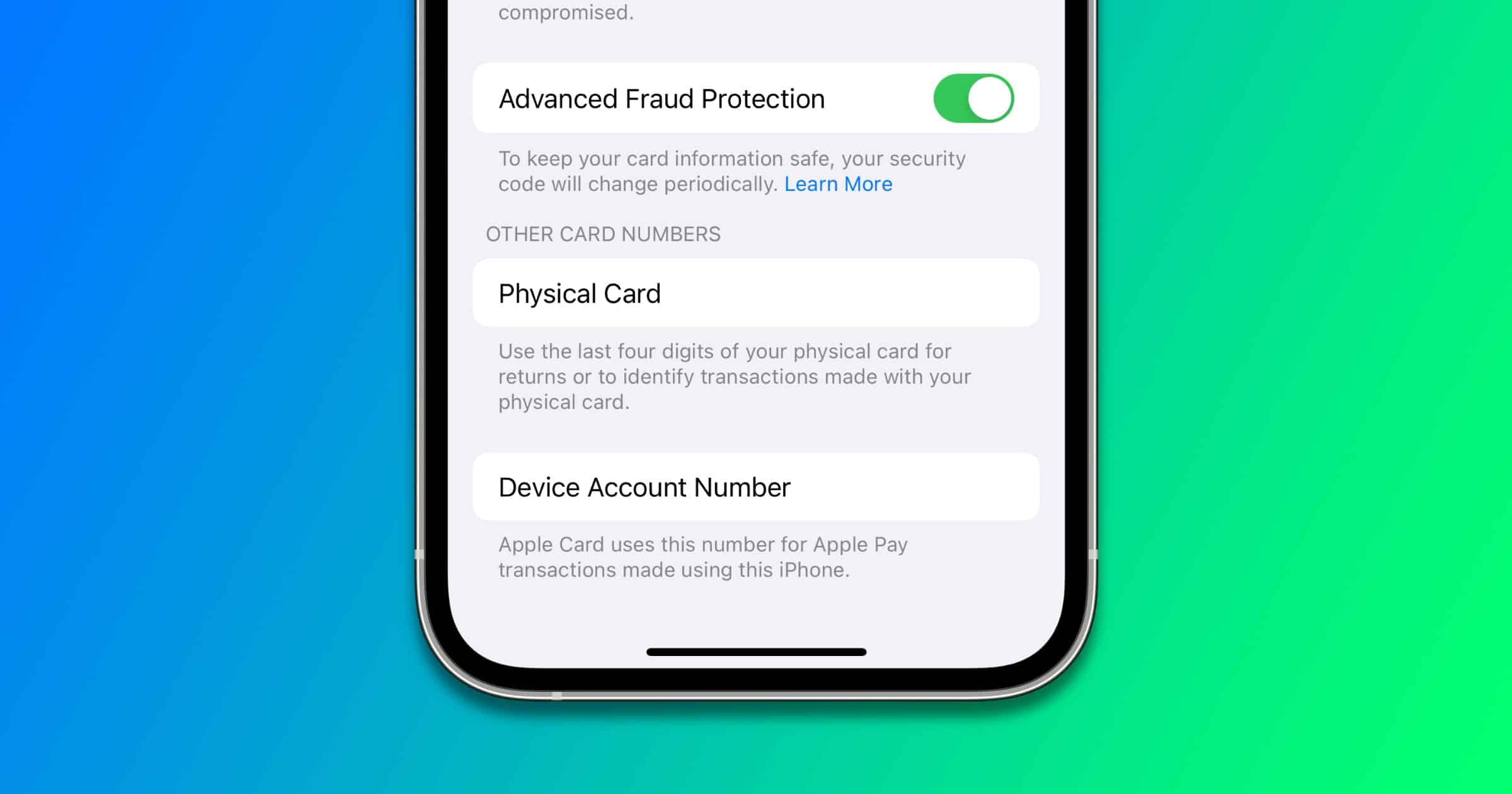 apple card advanced fraud protection