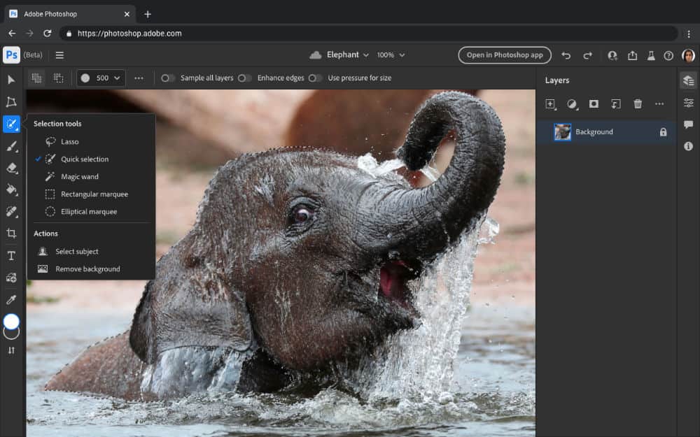 Photoshop for the web interface