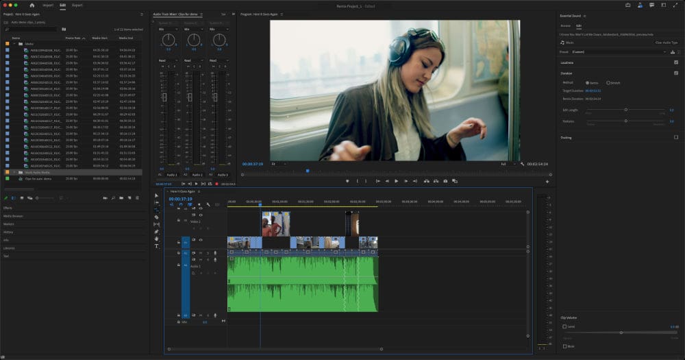 Premiere Pro Remix interface